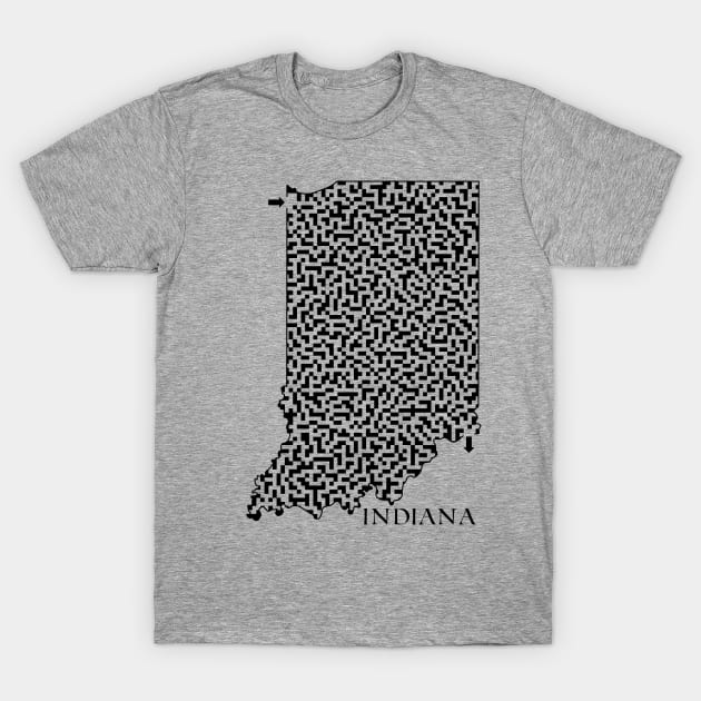 Indiana State Outline Maze & Labyrinth T-Shirt by gorff